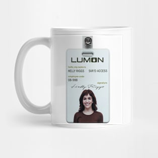 Severance series lumon industries HELLY RIGGS Badge fan works graphic design by ironpalette Mug